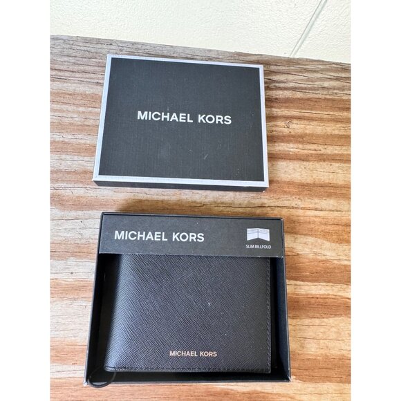 Michael Kors Other - Michael Kors Men's Bifold Black Canvas Slim Billfold Wallet 86F2SANF5V